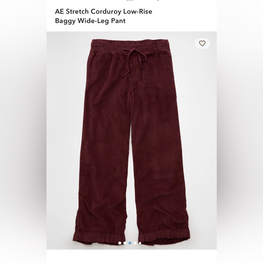 American Eagle Elastic Waist Burgundy Corduroy Baggy Pants